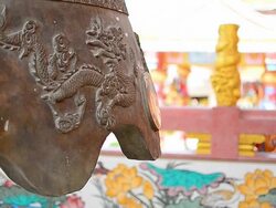 People Hitting the Bell to Sacred Chinese Gods Stock Footage