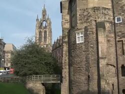 The Black Gate of Castle Garth and St. Nicholas Cathedral, Newcastle upon Tyne Stock Footage