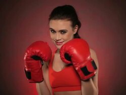 with boxing gloves Stock Footage