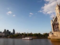 Tower Bridge panning right Stock Footage