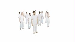 Large group of people in white Stock Footage