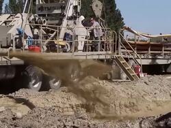 Farmers Hire Drilling Crew To Search For Water To Irrigate Crops Stock Footage
