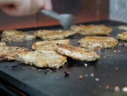 Grilled meat on grill Stock Footage