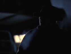  MS SLO MO PAN Cowboy breathing and walking at night / Tejon Ranch, California, USA Stock Footage