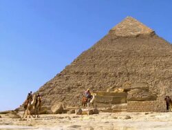 WS PAN View of tourist at Pyramid of Khafre / Giza, Egypt Stock Footage