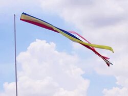 Colorful japanese carp flags waving and blue sky Stock Footage