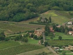 WS Aerial view of Hilly countryside in Beaujolais region, Rhone-Alpes, France Stock Footage