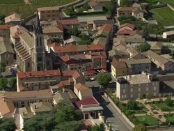 WS PAN Aerial view of Fleurie, Rhone-Alpes, France Stock Footage