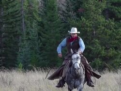 Cowboy galloping on horseback Stock Footage