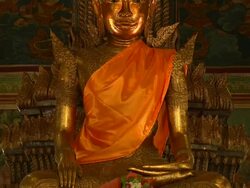 Tilt Up Shot Buddha in Wat Phnom Temple Phnom Penh Cambodia Stock Footage