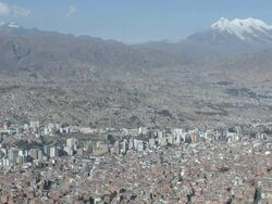 WS View of city with snowy mountain in background / La Paz , Bolivia Stock Footage
