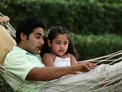 Man telling story to his daughter  Stock Footage