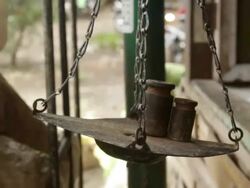 MS Weight scaling at weighting cabin / Ijen, Java, Indonesia Stock Footage