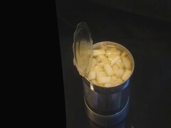 Rotating can of pineapples Stock Footage