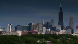 WS, City skyline with Sears Tower, Chicago, Illinois, USA Stock Footage