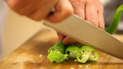 Slicing peppers Stock Footage