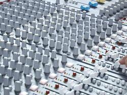 soundman for mixing desk Stock Footage