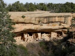 HD video visitors Spruce Tree Pueblo ruins Mesa Verde NP Stock Footage