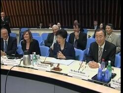 WRAP UN chief Ban and WHO chief Chan ADDS meeting, US presser News Clip