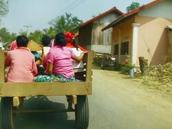 MS POV SLO MO Shot of group of people riding in cart / Road from Luang Prabang to Nong Khio, Luang Prabang, Laos Stock Footage