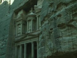 Ancient Treasury building in Petra, tilt up, Jordan Stock Footage