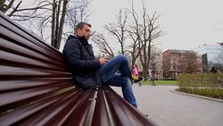 Man listening music Stock Footage