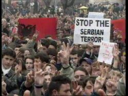 KOSOVO: ETHNIC ALBANIAN CONTINUE ANTI SERB DEMONSTRATIONS News Clip