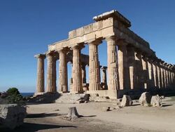 Selinunte, general view of temple E, temple of Hera, from the 5th century B.C. Stock Footage