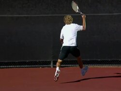 WS, Young man playing tennis, Santa Barbara, California, USA Stock Footage