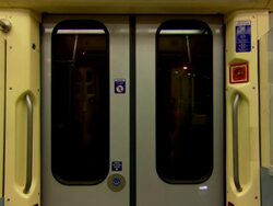 MS View of man and woman come in through train automatic gate / Minneapolis, Minnesota, United States Stock Footage