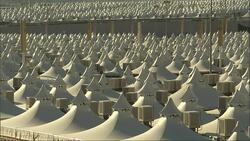 A peaked canopy covers a pavilion in Saudi Arabia. Stock Footage