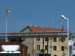 MS ZO View of Border crossing check post/ Armenia  Stock Footage