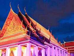 Timelapse-Prayers in temple.People attended night.(zoom out) Stock Footage