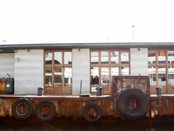 taking off from the seaport Stock Footage