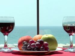 Fruits and wine setup Stock Footage