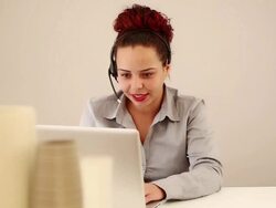 Telephone operator, young woman. Stock Footage