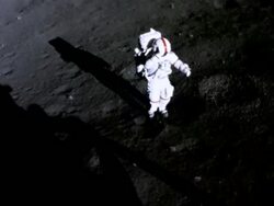 Apollo 17 astronaut on moon surface Stock Footage