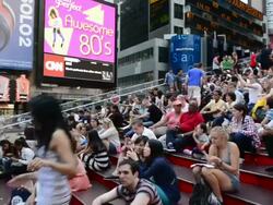 Multiple Angles of TKTS Red Steps, Times Square, New York City Stock Footage