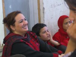 MS Shukria Barakzai talking to students  / Kabul, Kabul Province, Afghanistan Stock Footage