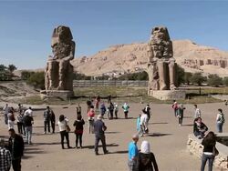 STATUES OF AMENHOTEP III Stock Footage