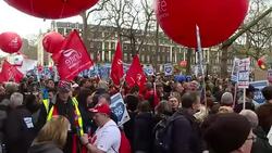 People Gathered to Protest NHS Cuts News Clip