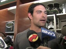 New York Jets quarterback Mark Sanchez interview Stock Footage