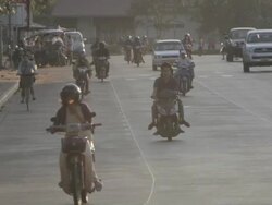 WS traffic in Vientiane / Vientiane, Laos Stock Footage