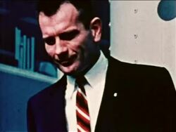 1959 close up astronaut Donald Slayton in suit + tie outdoors / newsreel Stock Footage