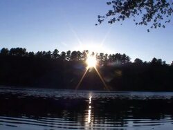 A viewof the sunset over a river. Stock Footage
