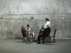 Man talking in therapy group, other people clapping Stock Footage