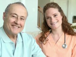 Home Caregiver and Male Patient Stock Footage