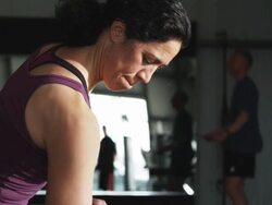 woman working out with dumbbells at the gym Stock Footage