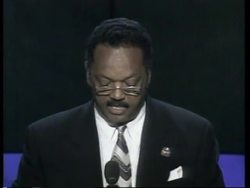 USA: CHICAGO: 1996 DEMOCRATIC PARTY CONVENTION: REV JESSE JACKSON News Clip