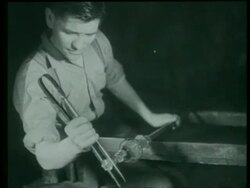 Glass worker England, UK 1939 Stock Footage
